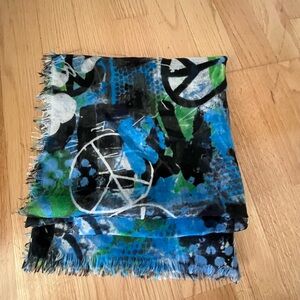 Brand New Square Blue and Green Patterned Scarf